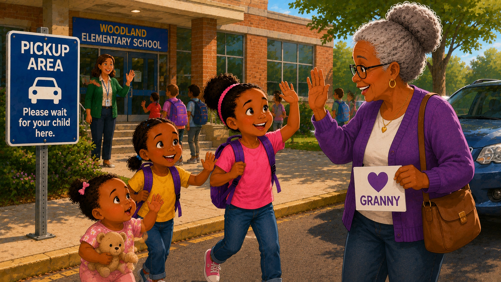 Granny teaches girls 911 Safety.