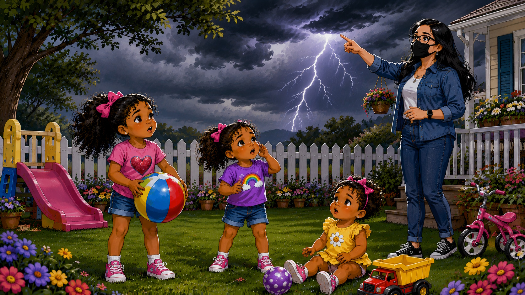 Granny teaches girls about weather safety